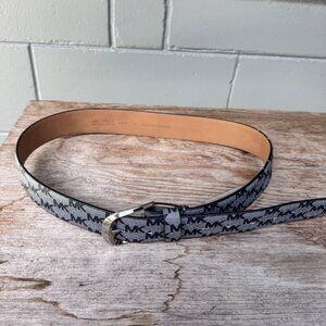 Michael Kors MK Logo Belt Women M Silver Buckle Gray Black 556196